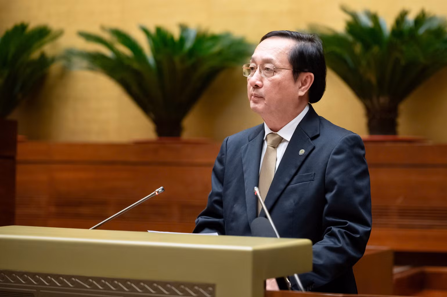 Bộ trưởng Khoa học và Công nghệ Huỳnh Thành Đạt trình bày Tờ trình dự thảo Luật sửa đổi, bổ sung một số điều của Luật Tiêu chuẩn và quy chuẩn kỹ thuật. (Ảnh: ĐĂNG KHOA)