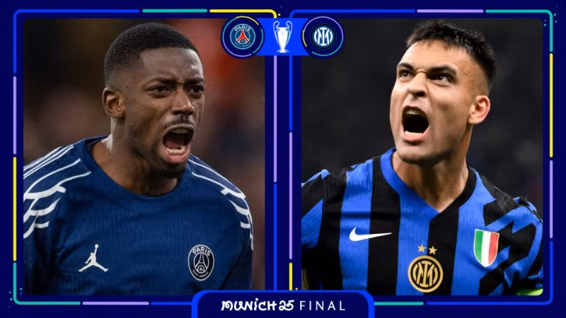 Màn chạm trán giữa Ousmane Dembélé (trái) và Lautaro Martínez đang rất được chờ đợi tại chung kết Champions League đêm nay. (Ảnh: UEFA)