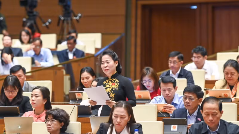 Đại biểu Tô Ái Vang (Sóc Trăng) phát biểu. (Ảnh: DUY LINH) Đại biểu Tô Ái Vang (Sóc Trăng) phát biểu. (Ảnh: DUY LINH)