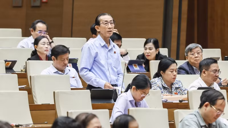Đại biểu Trần Hoàng Ngân (Thành phố Hồ Chí Minh) phát biểu. (Ảnh: DUY LINH)