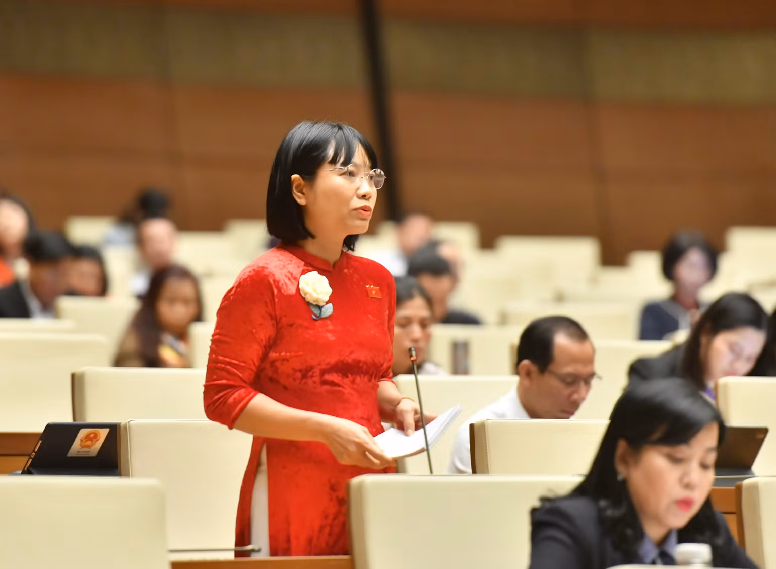 Đại biểu Nguyễn Thị Việt Nga - Đoàn đại biểu Quốc hội tỉnh Hải Dương phát biểu. (Ảnh: ĐĂNG KHOA) Đại biểu Nguyễn Thị Việt Nga - Đoàn đại biểu Quốc hội tỉnh Hải Dương phát biểu. (Ảnh: ĐĂNG KHOA)