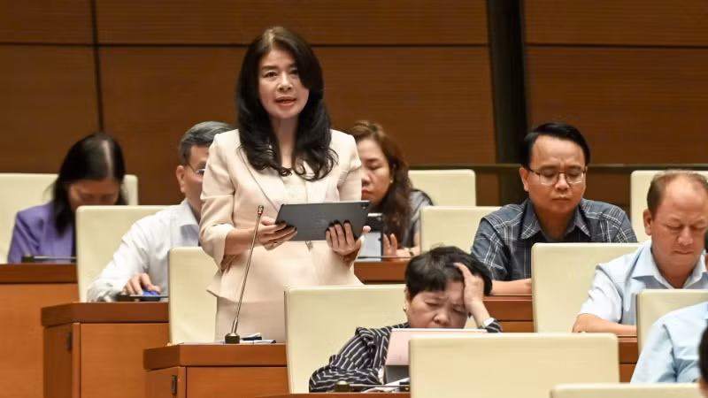 Đại biểu Lê Thu Hà (Lào Cai) phát biểu. (Ảnh: BÙI GIANG)