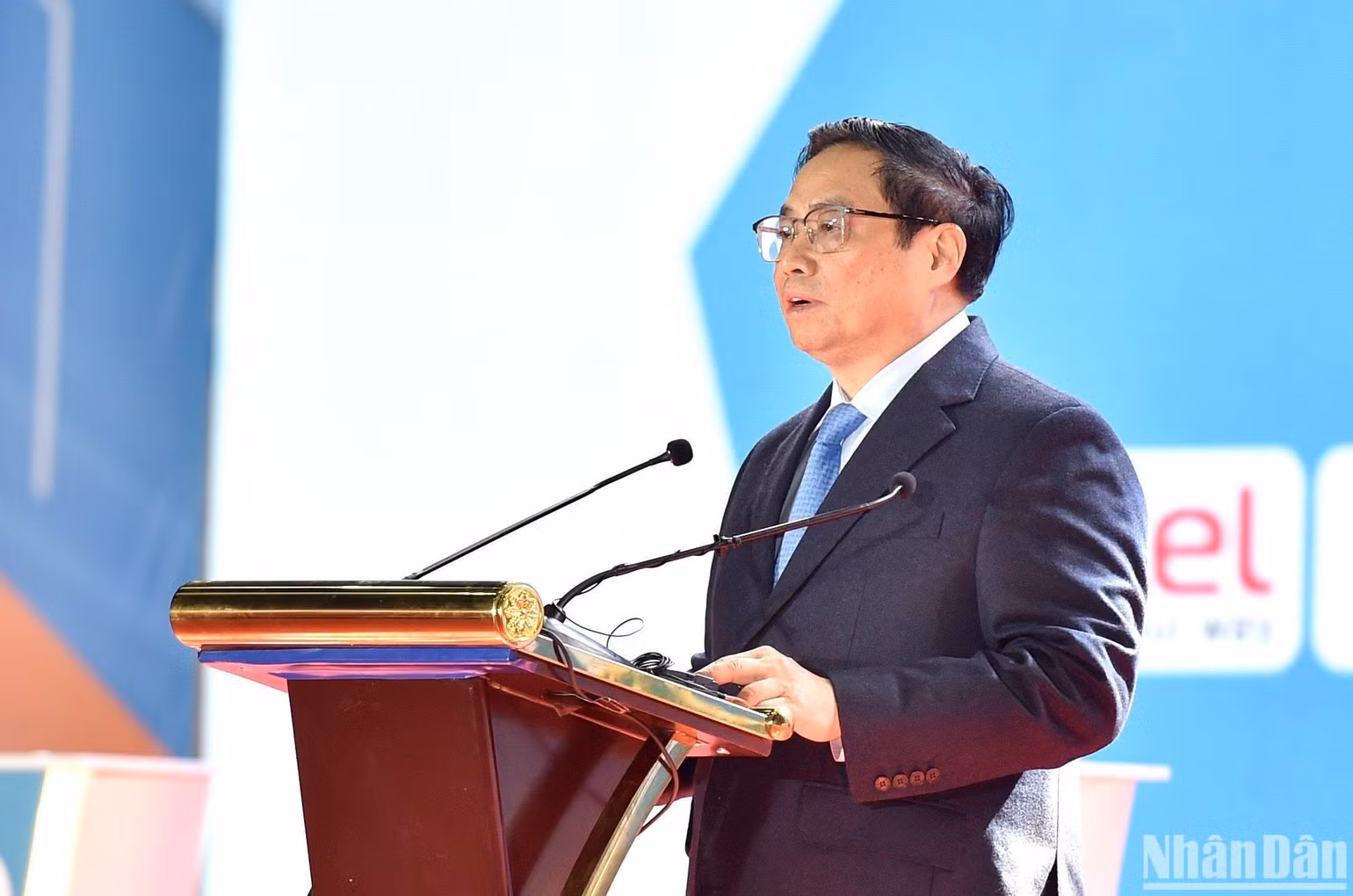 Thủ tướng Phạm Minh Chính phát biểu khai mạc triển lãm. (Ảnh: THÀNH ĐẠT)