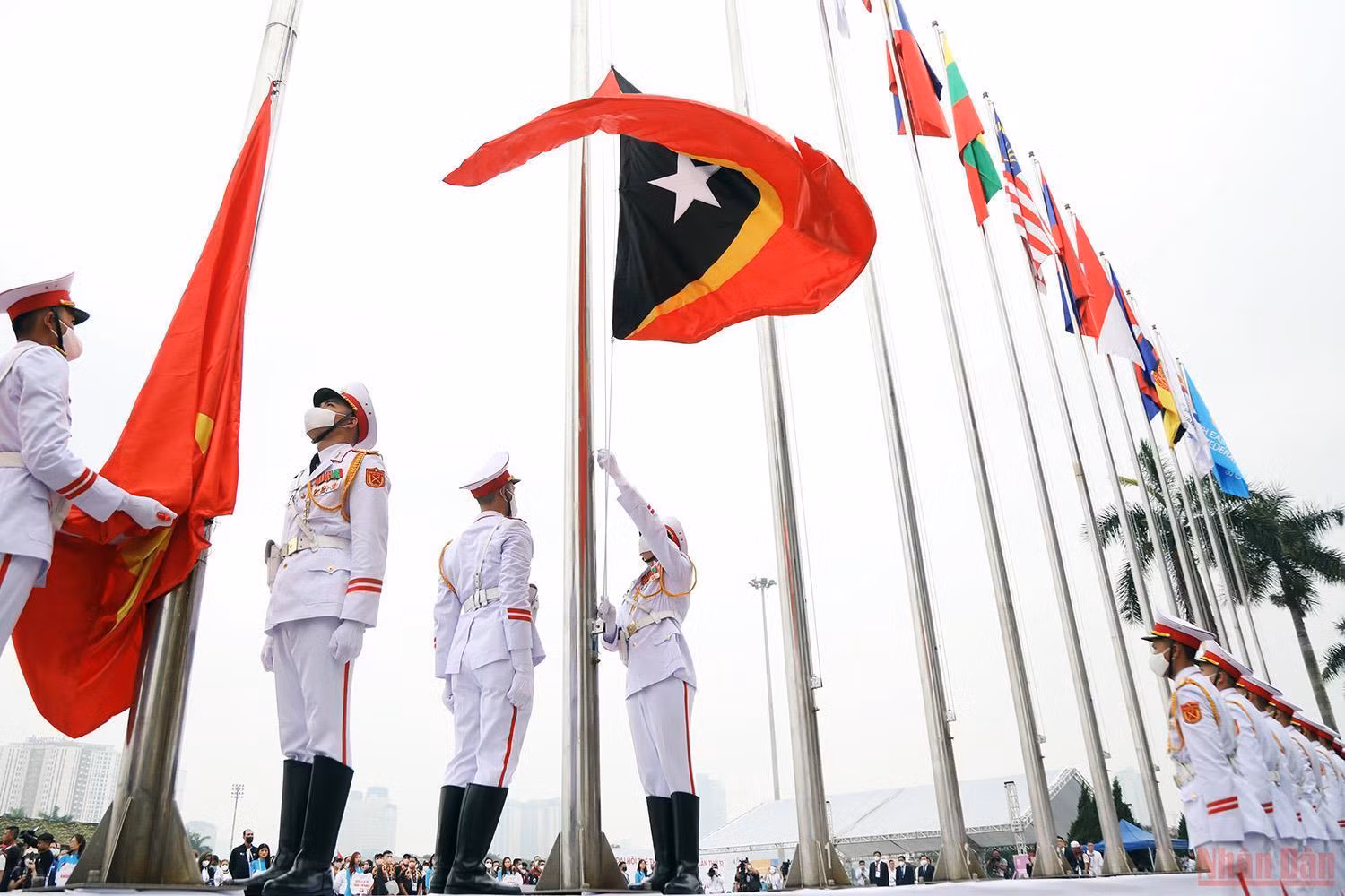 Trang nghiêm Lễ thượng cờ các nước tham sự SEA Games 31. (Ảnh: Trần Hải-Khiếu Minh)