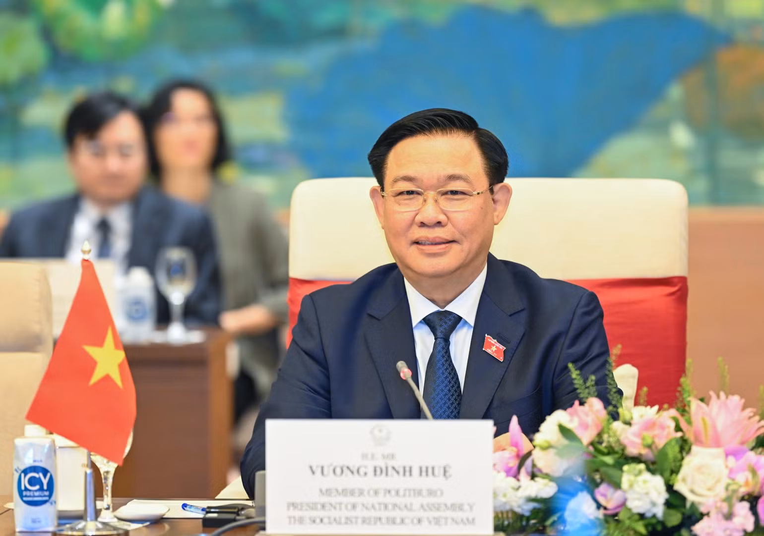 Chủ tịch Quốc hội Vương Đình Huệ phát biểu tại buổi tiếp. (Ảnh: Duy Linh)