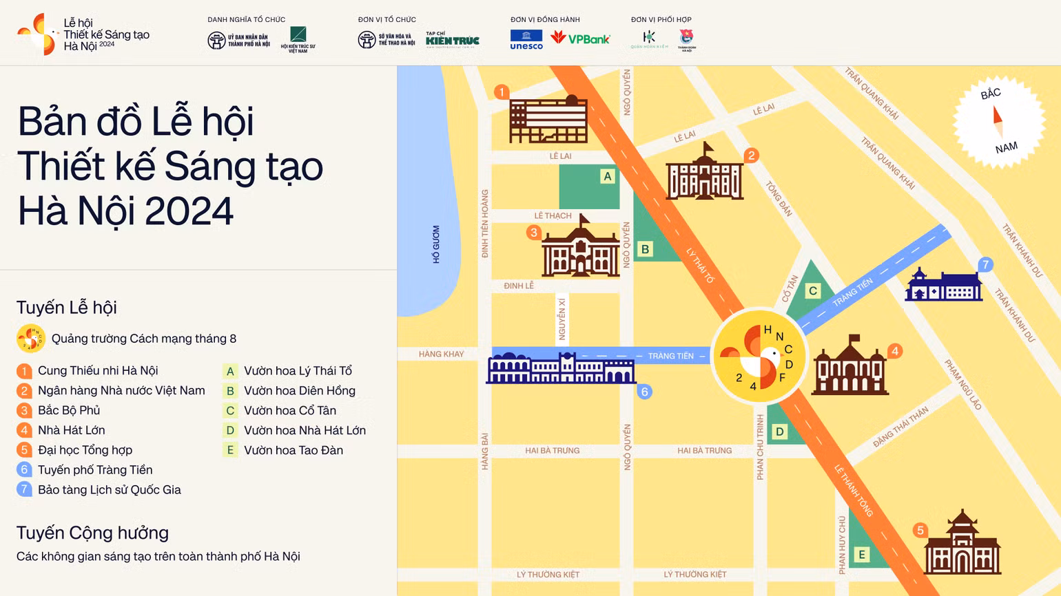 Bản đồ khám phá Lễ hội Thiết kế Sáng tạo Hà Nội 2024.