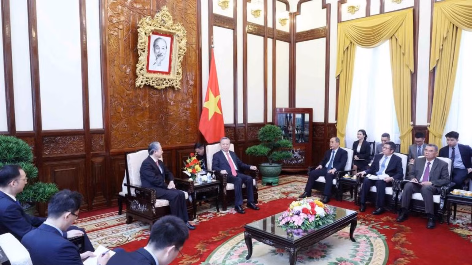 Quang cảnh buổi làm việc. (Ảnh: TTXVN)