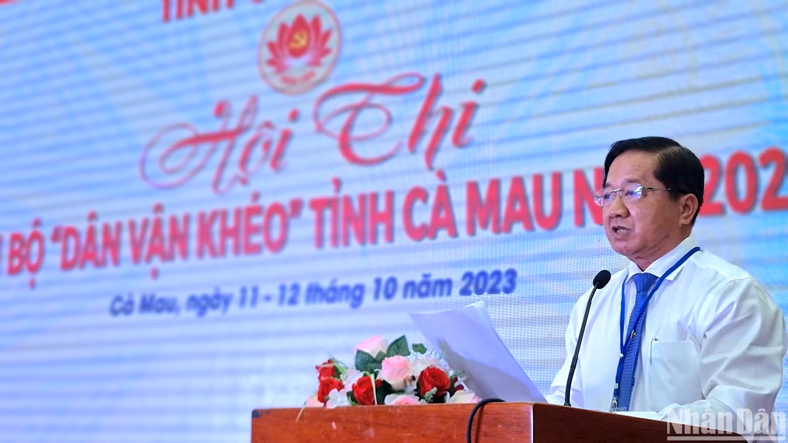 Đồng chí Lê Thanh Triều, Trưởng Ban Dân vận Tỉnh ủy Cà Mau, Trưởng Ban Chỉ đạo Hội thi cán bộ “dân vận khéo” cấp tỉnh năm 2023 phát biểu khai mạc hội thi. Đồng chí Lê Thanh Triều, Trưởng Ban Dân vận Tỉnh ủy Cà Mau, Trưởng Ban Chỉ đạo Hội thi cán bộ “dân vận khéo” cấp tỉnh năm 2023 phát biểu khai mạc hội thi.
