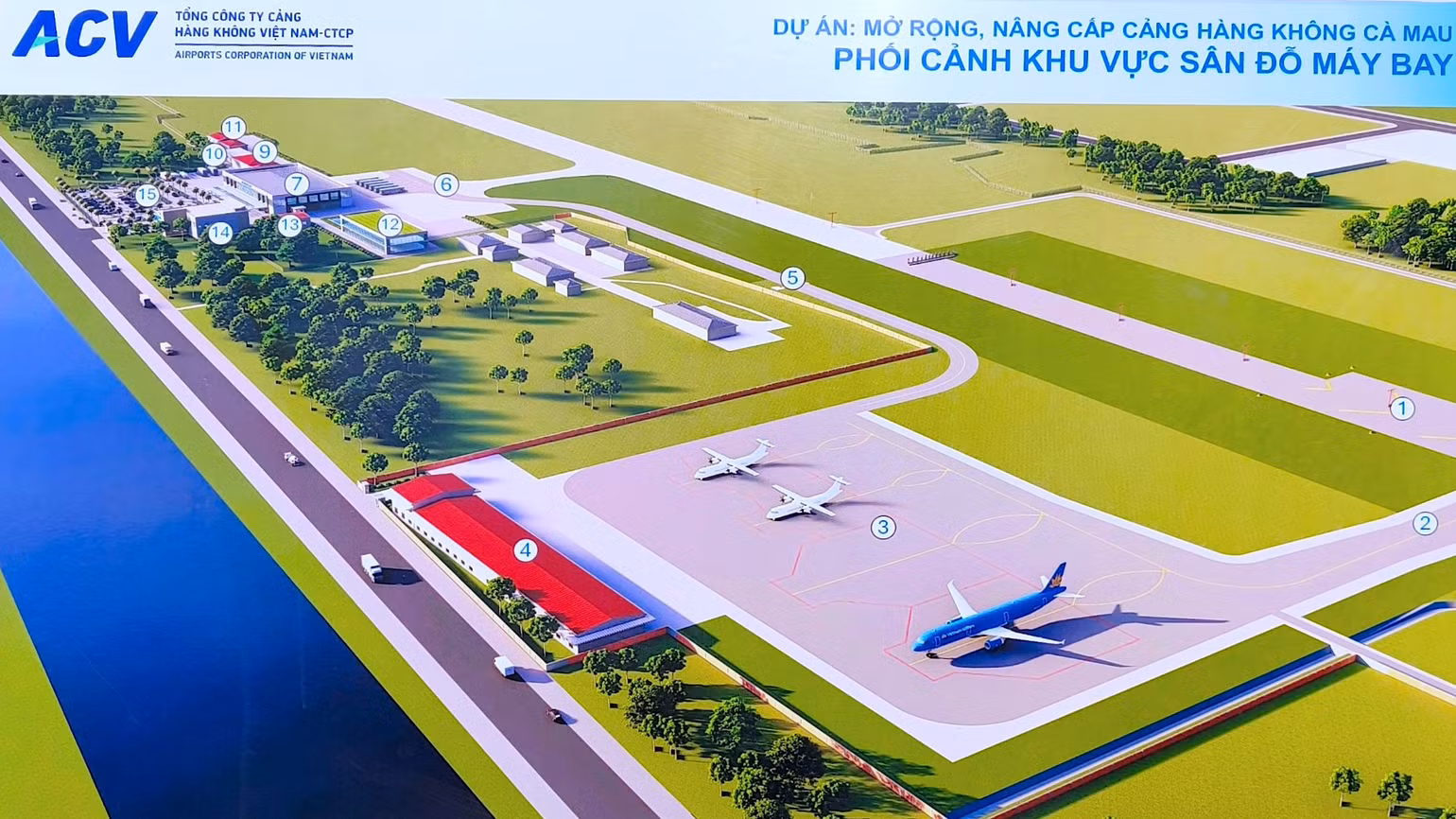 Phối cảnh khu vực đỗ máy bay Dự án mở rộng, nâng cấp Cảng Hàng không Cà Mau.
