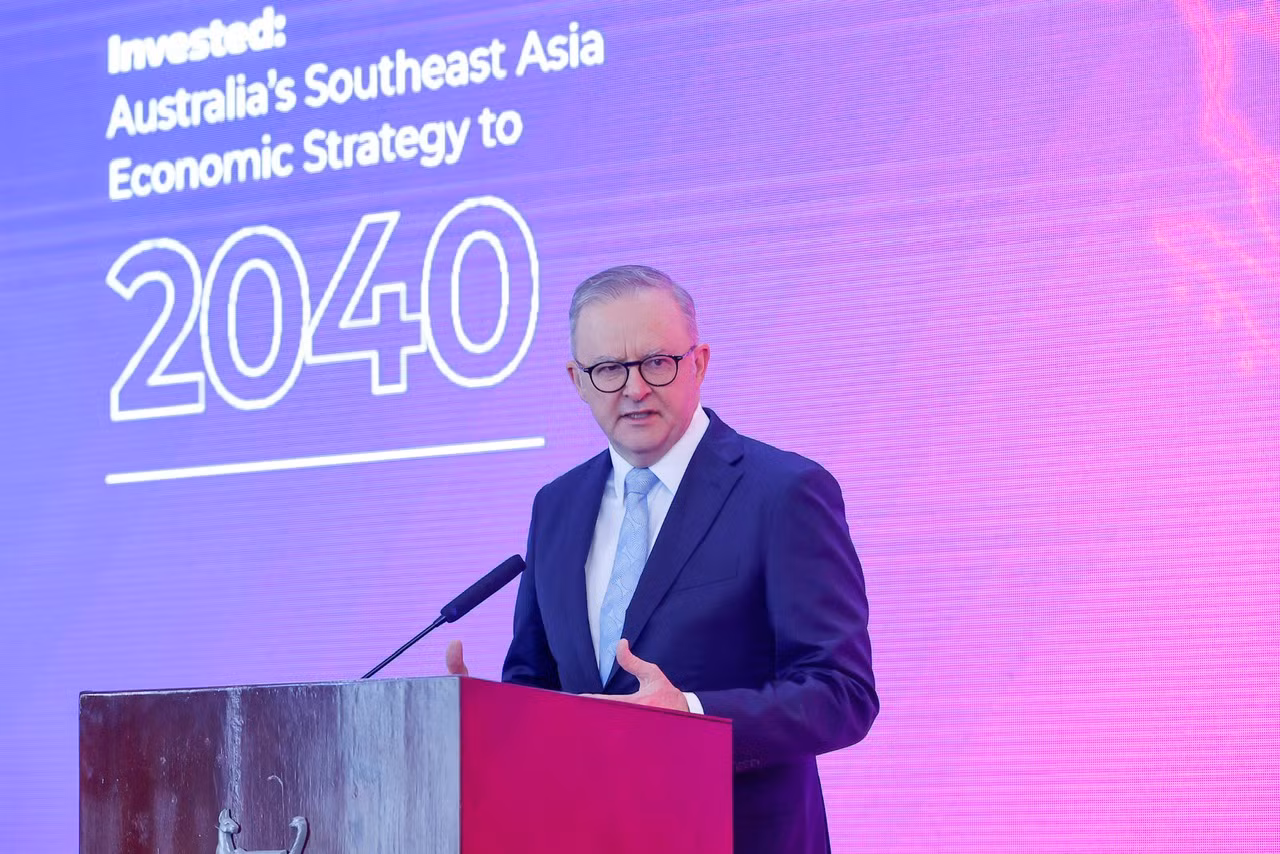 Thủ tướng Australia Anthony Albanese phát biểu tại sự kiện. (Ảnh: Nhật Bắc/VGP) Thủ tướng Australia Anthony Albanese phát biểu tại sự kiện. (Ảnh: Nhật Bắc/VGP)