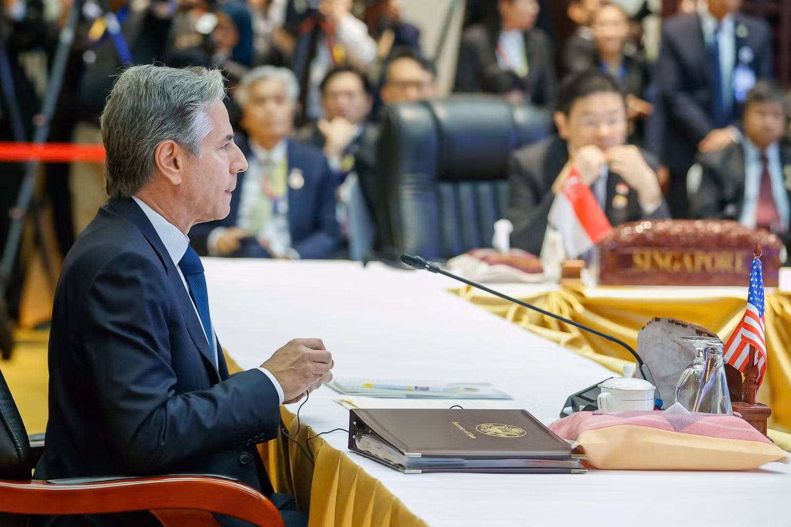 Đại diện cho Tổng thống Hoa Kỳ, Bộ trưởng Ngoại giao Anthony Blinken dự và phát biểu tại Hội nghị Cấp cao ASEAN-Hoa Kỳ lần thứ 12. (Ảnh: Nhật Bắc/VGP)