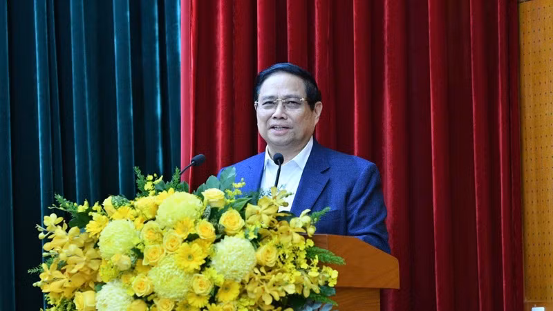 Đồng chí Phạm Minh Chính phát biểu ý kiến chỉ đạo Hội nghị. (Ảnh: THANH GIANG)