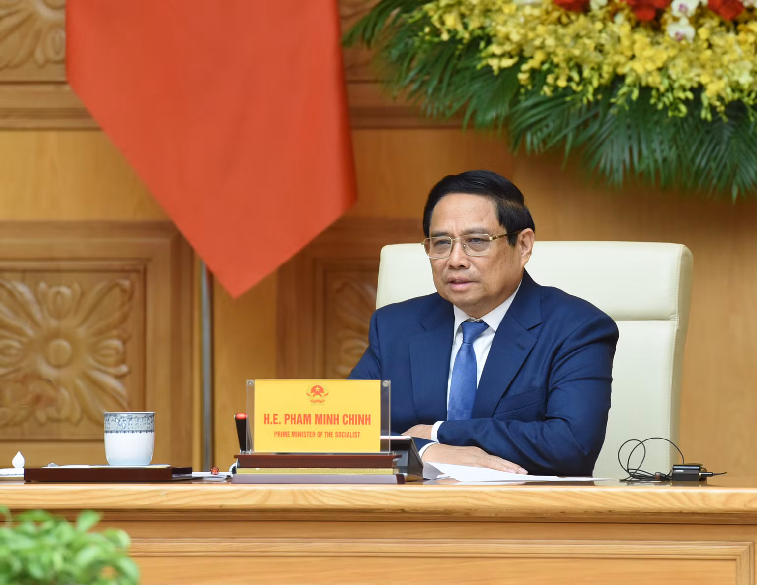 Thủ tướng Phạm Minh Chính phát biểu ý kiến tại buổi tiếp.