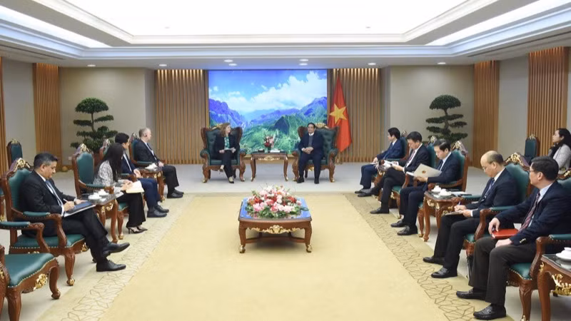 Quang cảnh buổi tiếp. (Ảnh: TRẦN HẢI)