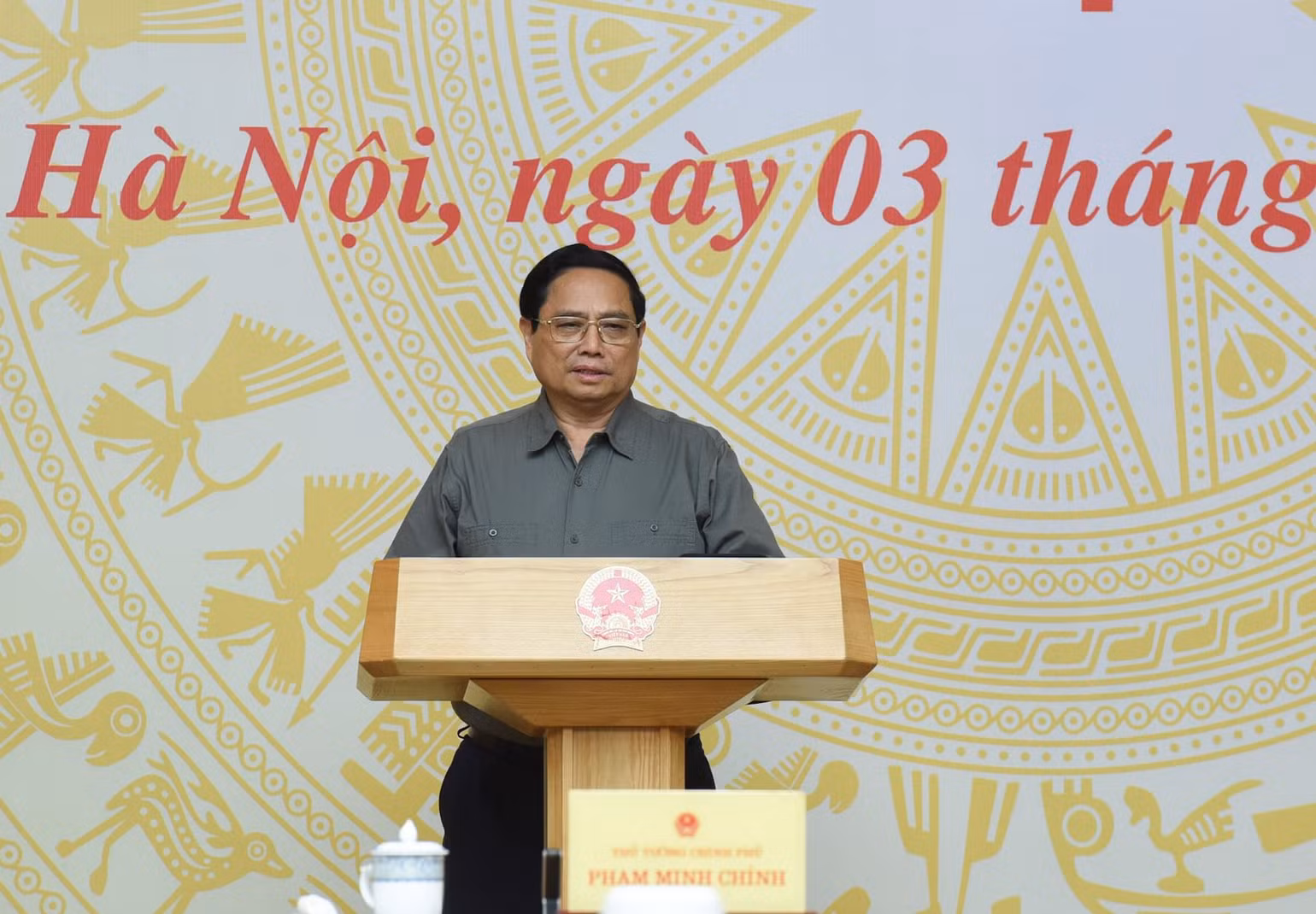 Thủ tướng Phạm Minh Chính phát biểu ý kiến tại buổi làm việc. (Ảnh: Trần Hải)
