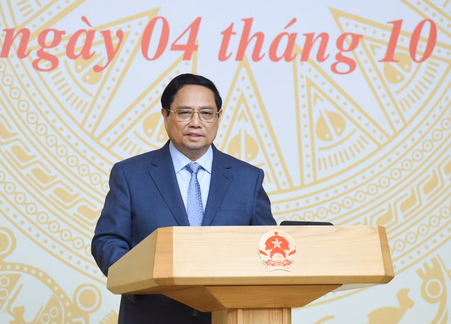Thủ tướng Phạm Minh Chính phát biểu ý kiến tại buổi gặp mặt. (Ảnh: TRẦN HẢI)
