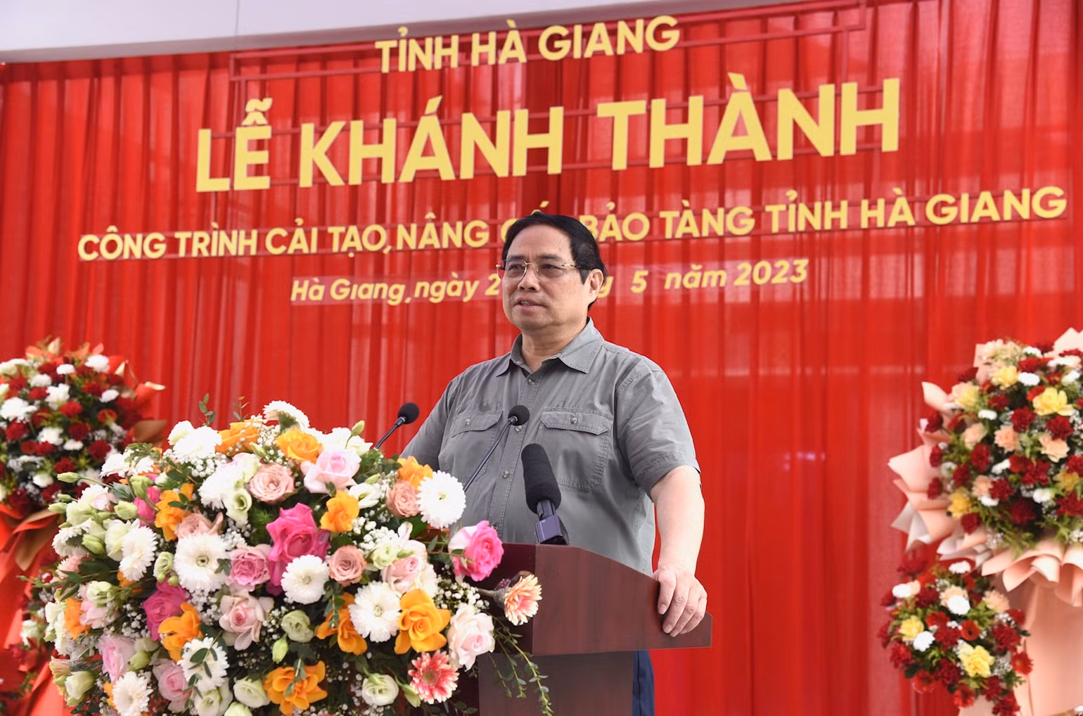 Thủ tướng Phạm Minh Chính phát biểu ý kiến tại lễ khánh thành Dự án nâng cấp, cải tạo Bảo tàng tỉnh Hà Giang. (Ảnh: Trần Hải) Thủ tướng Phạm Minh Chính phát biểu ý kiến tại lễ khánh thành Dự án nâng cấp, cải tạo Bảo tàng tỉnh Hà Giang. (Ảnh: Trần Hải)
