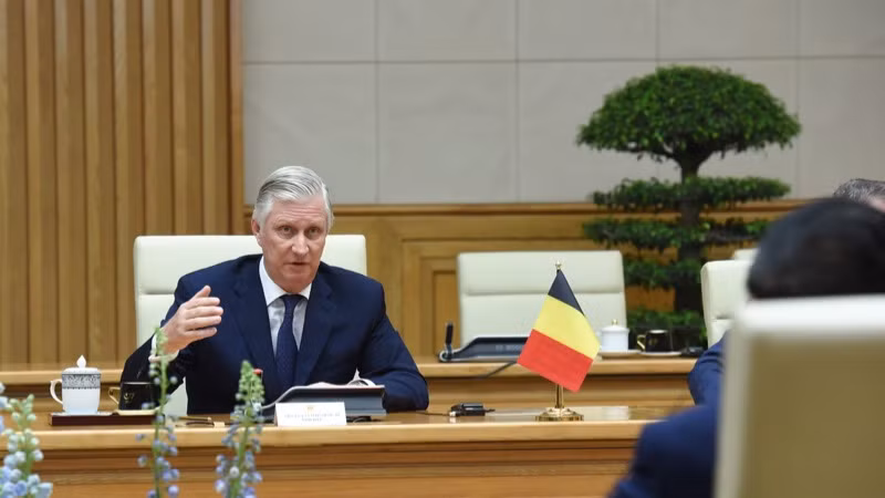 Nhà vua Bỉ Philippe phát biểu ý kiến. (Ảnh: TRẦN HẢI)