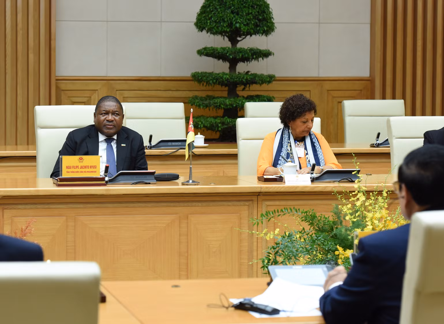 Tổng thống Cộng hòa Mozambique Filipe Jacinto Nyusi phát biểu tại buổi hội kiến. (Ảnh: TRẦN HẢI) Tổng thống Cộng hòa Mozambique Filipe Jacinto Nyusi phát biểu tại buổi hội kiến. (Ảnh: TRẦN HẢI)