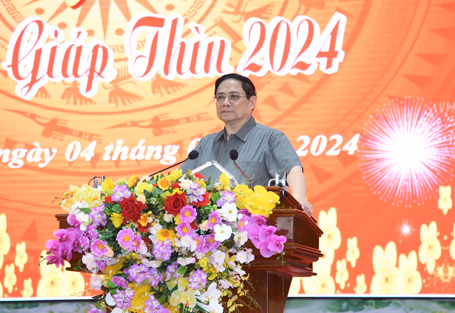 Thủ tướng Phạm Minh Chính phát biểu ý kiến tại buổi đến thăm, chúc Tết lực lượng vũ trang thành phố Cần Thơ.