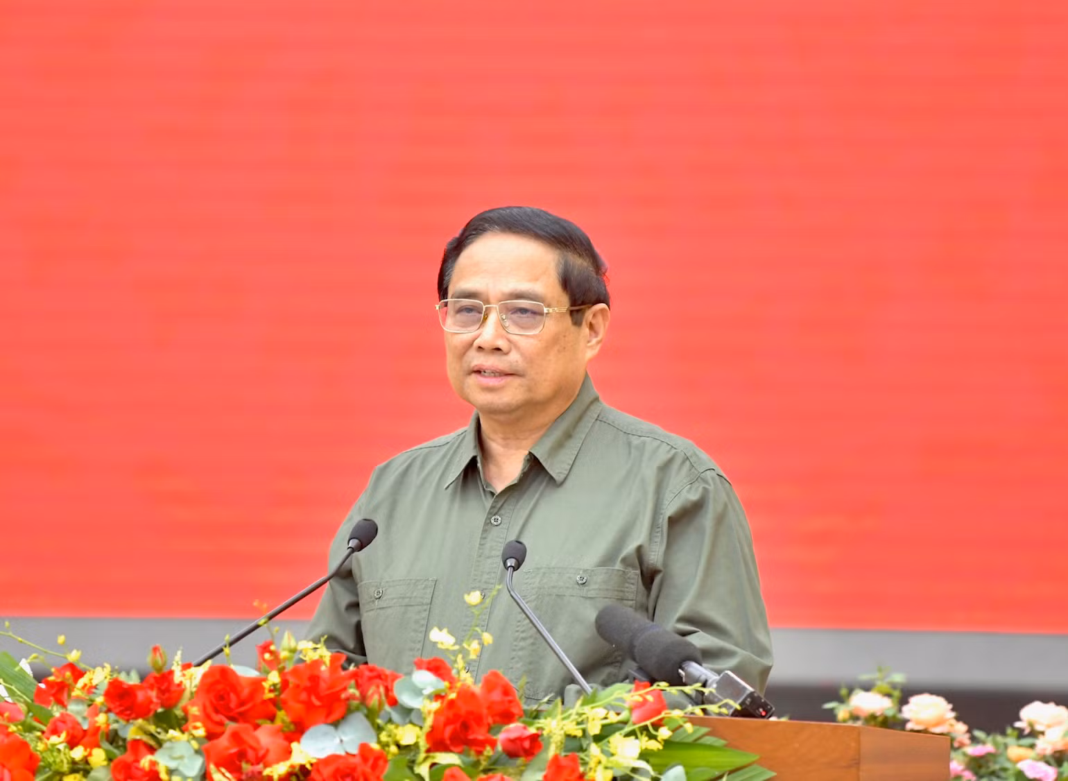 Thủ tướng Phạm Minh Chính phát biểu kết luận cuộc làm việc. (Ành: Thanh Giang)
