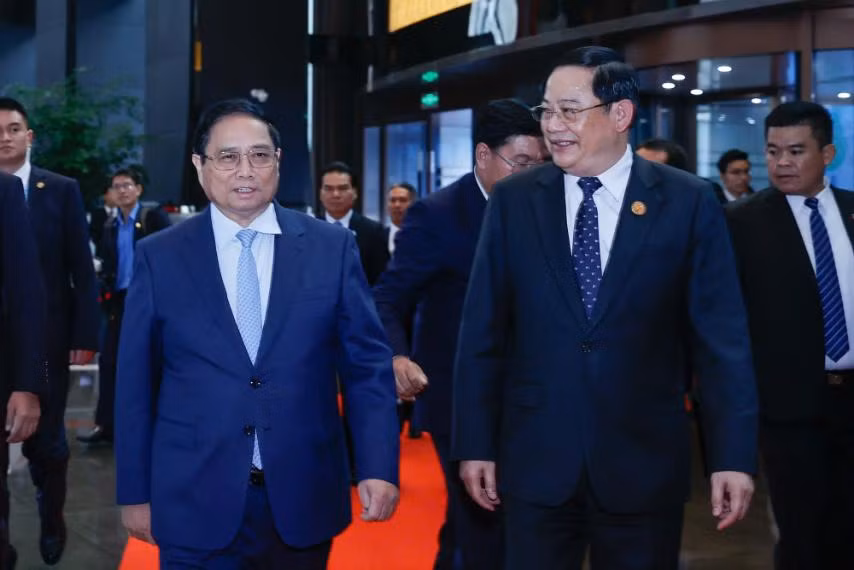 Thủ tướng Phạm Minh Chính và Thủ tướng Lào Sonexay Siphandone (Ảnh: THANH GIANG)