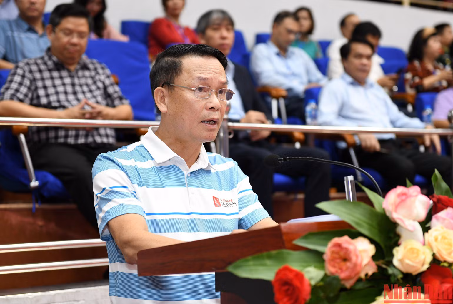 Đồng chí Nguyễn Đức Lợi, Phó Chủ tịch Hội Nhà báo Việt Nam, Trưởng Ban Tổ chức phát biểu tại lễ khai mạc.