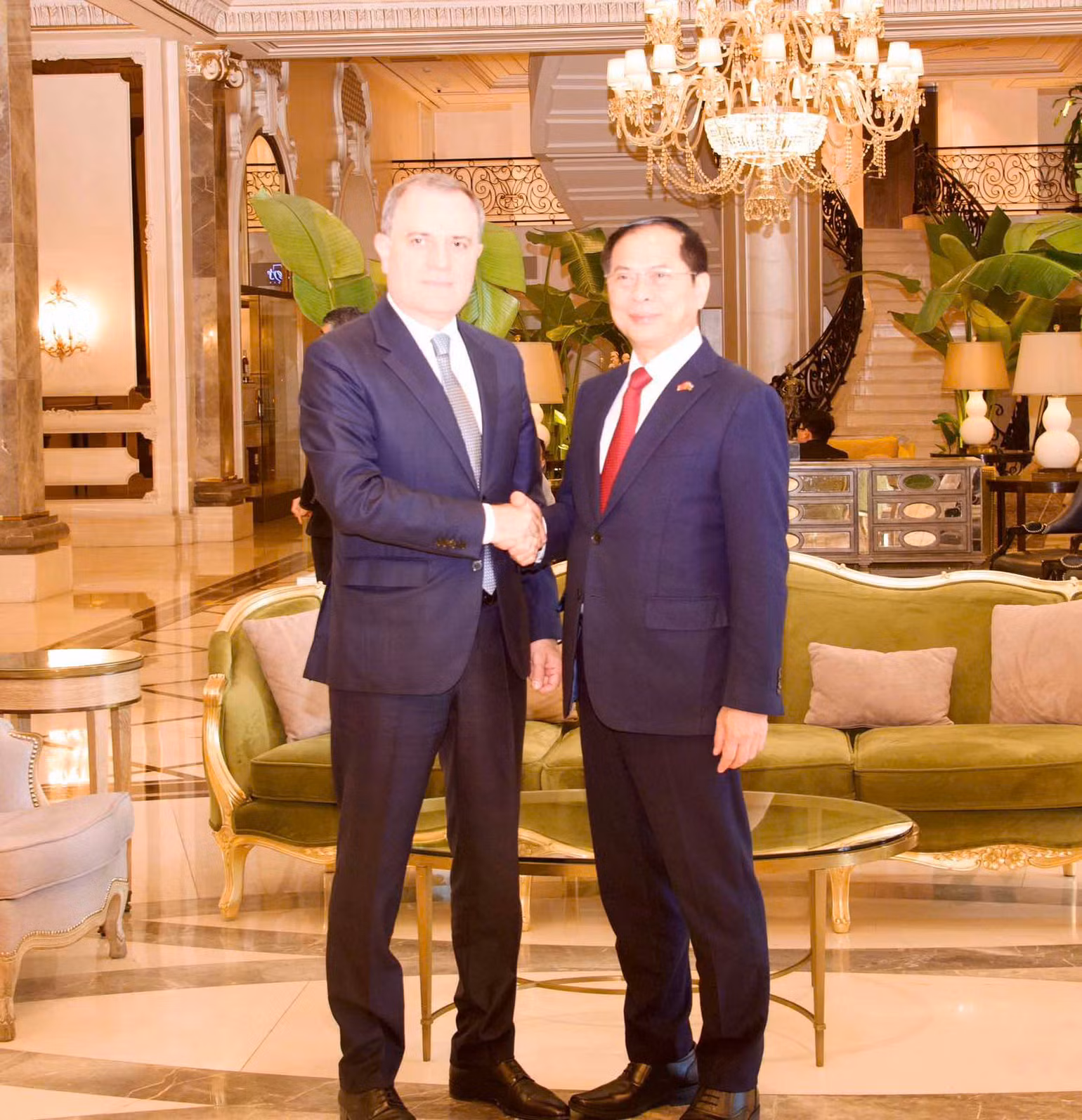Phó Thủ tướng, Bộ trưởng Ngoại giao Bùi Thanh Sơn hội kiến Bộ trưởng Ngoại giao Azerbaijan Jeyhun Bayramov.