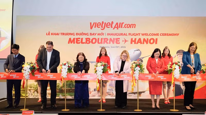 Khai trương đường bay Hà Nội - Melbourne, Vietjet là hãng hàng không khai thác nhiều đường bay nhất giữa Việt Nam và Australia.