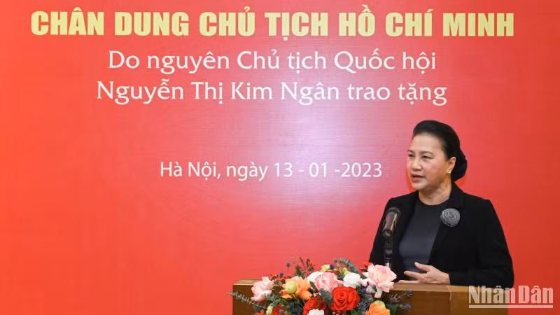 Nguyên Chủ tịch Quốc hội Nguyễn Thị Kim Ngân phát biểu tại buổi lễ. (Ảnh: Duy Linh) Nguyên Chủ tịch Quốc hội Nguyễn Thị Kim Ngân phát biểu tại buổi lễ. (Ảnh: Duy Linh)