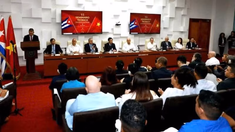 Toàn cảnh Hội thảo Lý luận lần thứ VI giữa Đảng Cộng sản Cuba và Đảng Cộng sản Việt Nam. (Ảnh: Đại sứ quán Việt Nam tại Cuba)