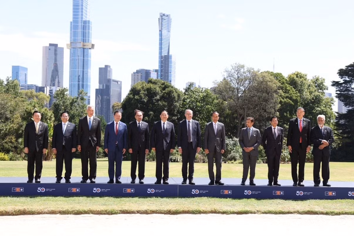 Các nhà Lãnh đạo Australia và ASEAN chụp ảnh chung trước khi vào họp.
