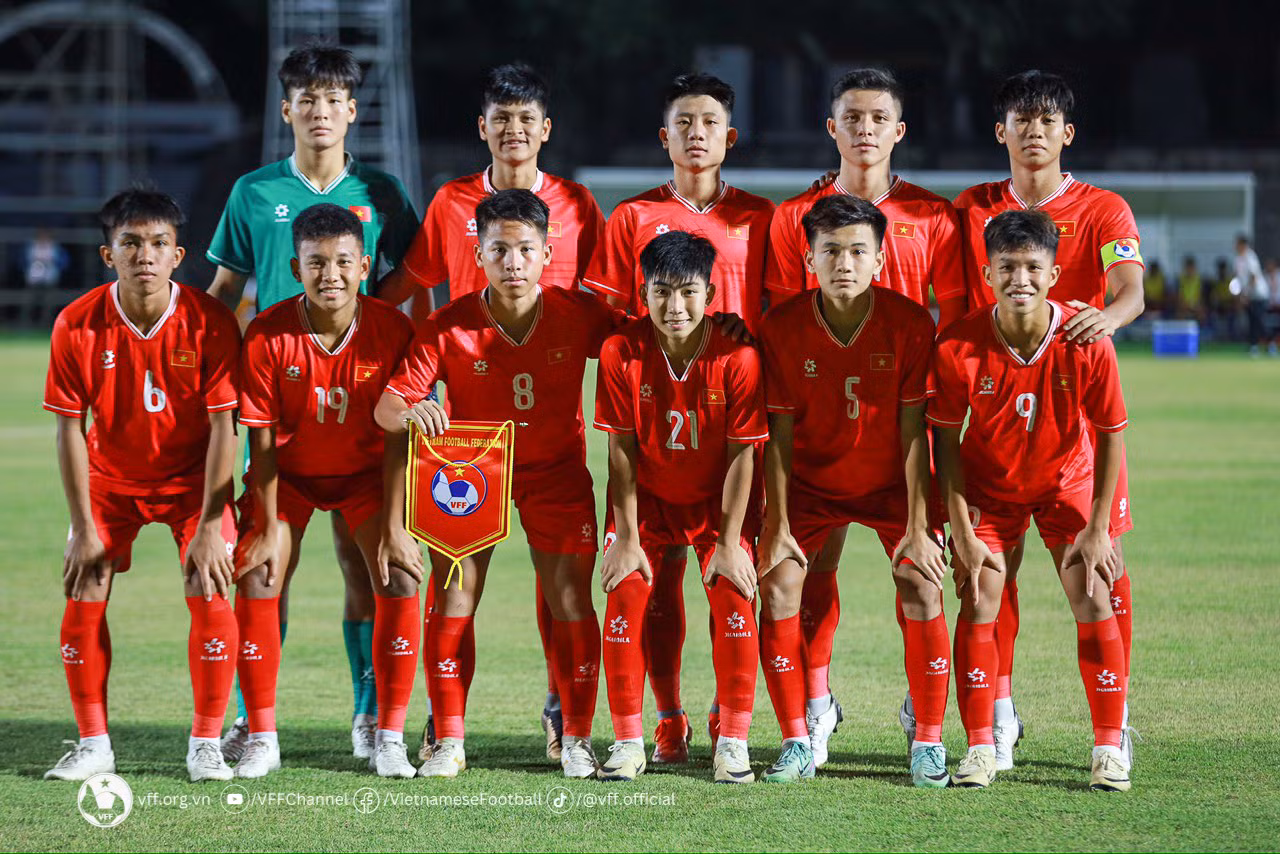Đội hình xuất phát của U16 Việt Nam ở trận đấu này. (Ảnh: VFF)