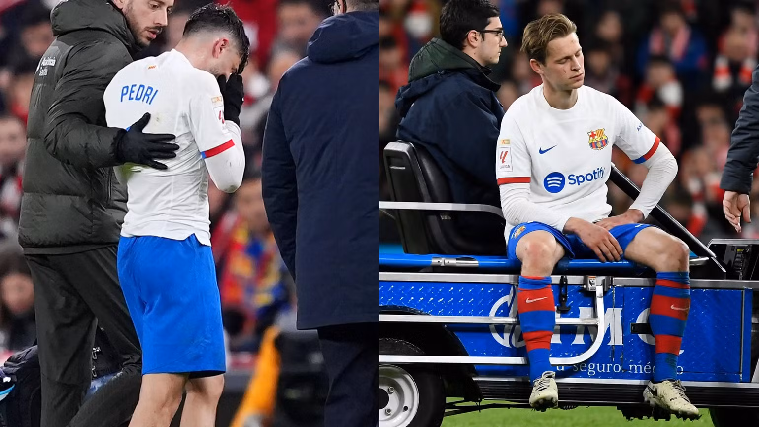 Barca gặp khó khi Pedri (trái) và De Jong chấn thương. (Ảnh: Goal.com) Barca gặp khó khi Pedri (trái) và De Jong chấn thương. (Ảnh: Goal.com)