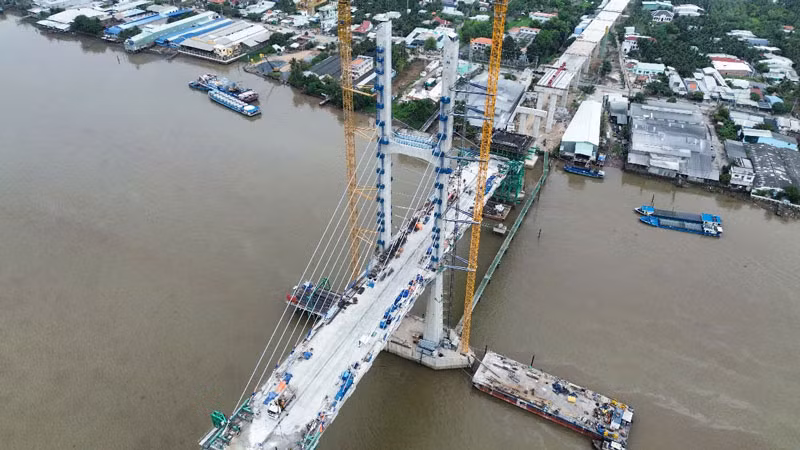 Cầu Rạch Miễu 2 nhìn từ trên cao.