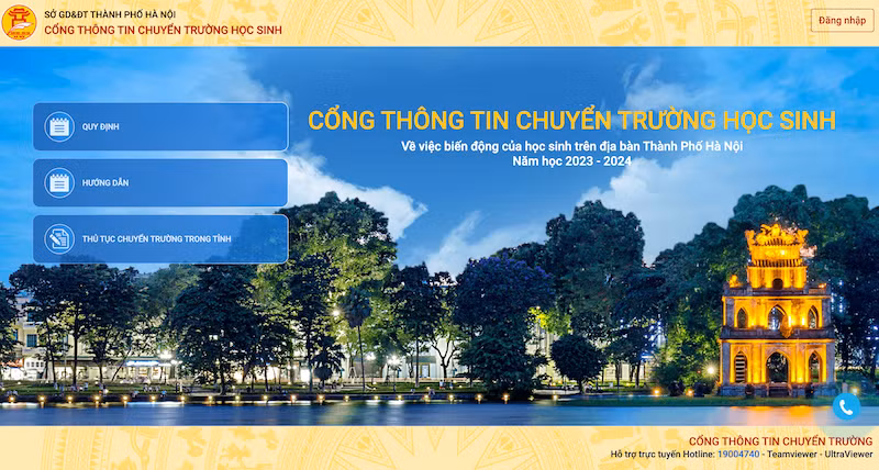 Giao diện Cổng thông tin chuyển trường học sinh trung học phổ thông Giao diện Cổng thông tin chuyển trường học sinh trung học phổ thông