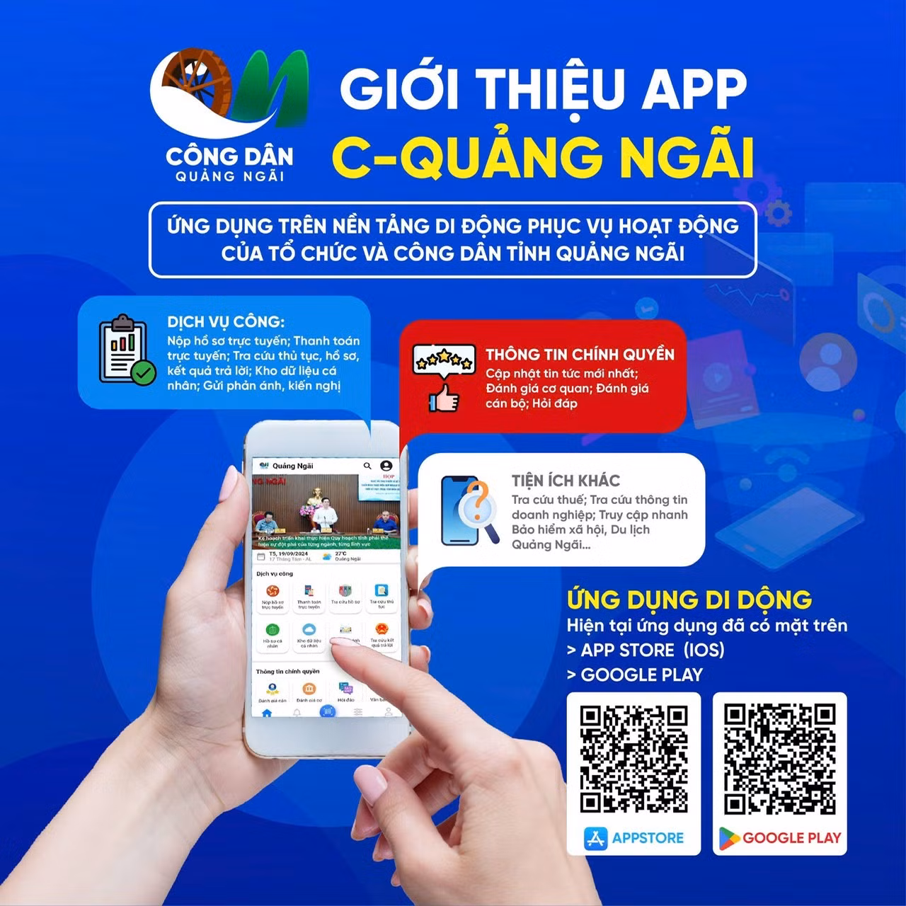 Ứng dụng di động phục vụ người dân và tổ chức (C-Quảng Ngãi). Ứng dụng di động phục vụ người dân và tổ chức (C-Quảng Ngãi).