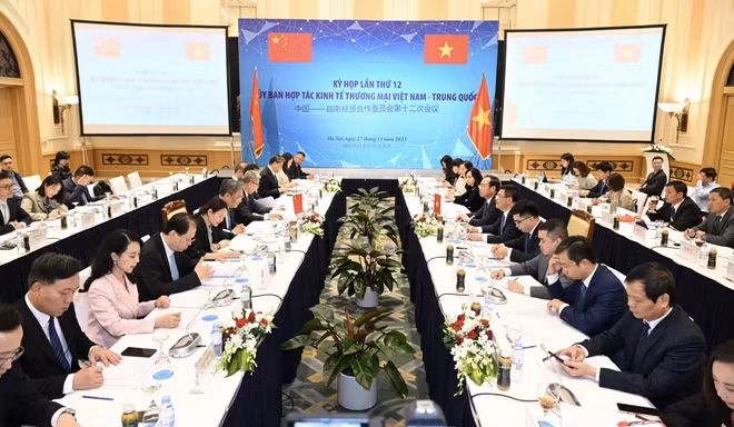 Kỳ họp thứ 12 Ủy ban Hợp tác Kinh tế Thương mại Việt Nam-Trung Quốc. (Ảnh: Trần Việt/TTXVN)
