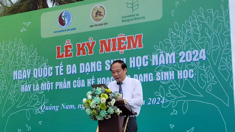 Thứ trưởng Tài nguyên và Môi trường Lê Công Thành phát biểu tại lễ kỷ niệm.