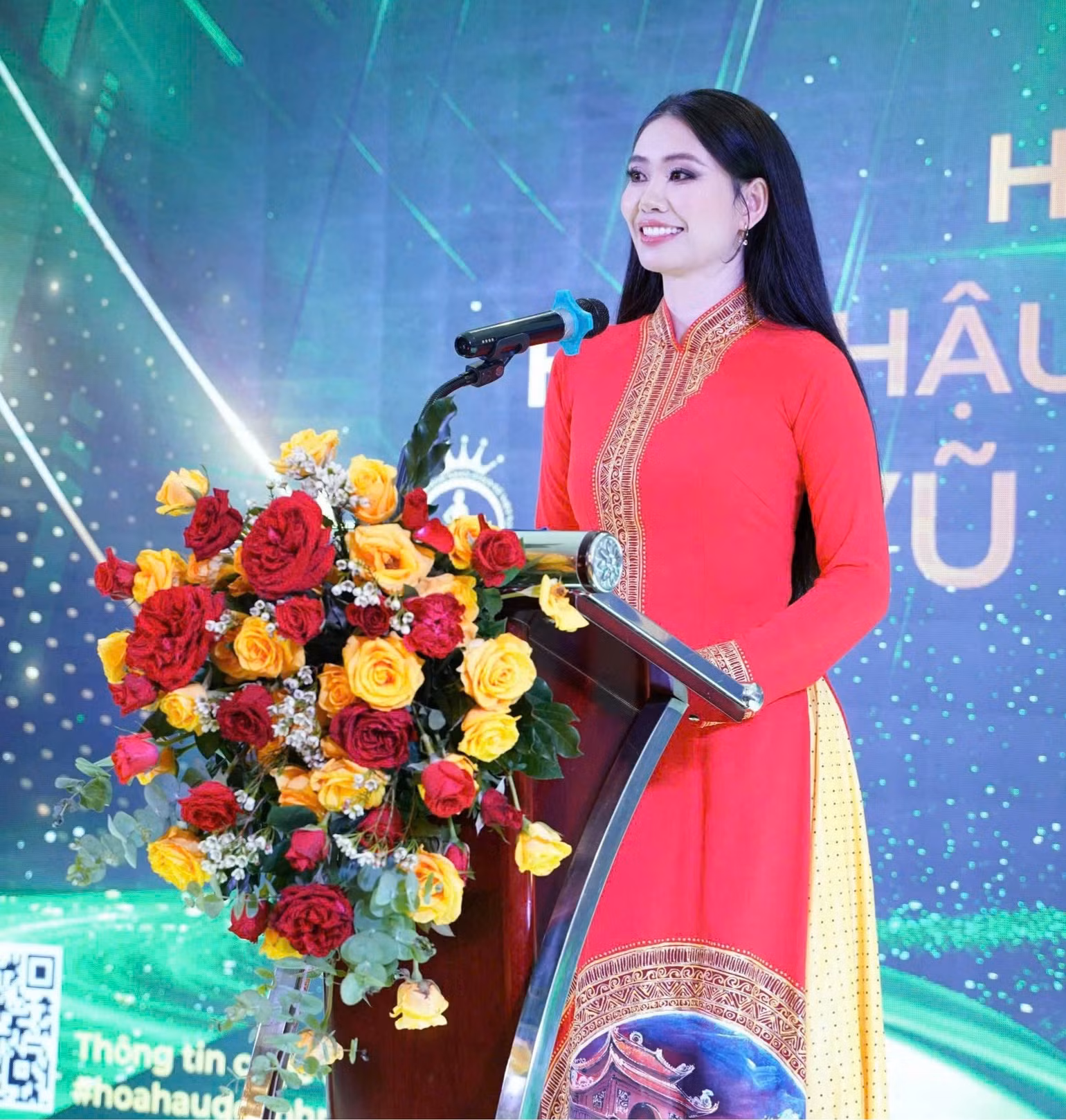 Thạc sĩ, Hoa hậu Lê Thị Thơ, Chủ tịch Cuộc thi Hoa hậu Doanh nhân Hoàn vũ Việt Nam 2025 phát biểu tại họp báo.