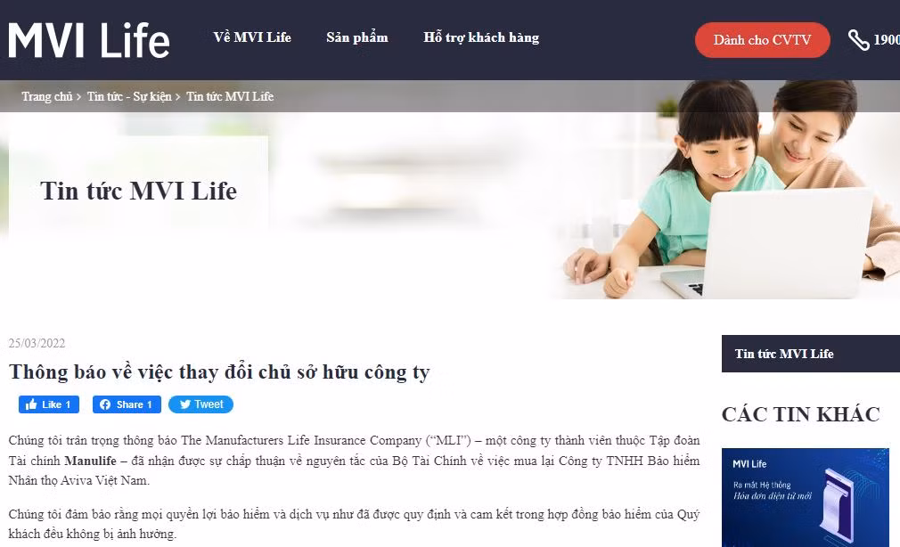 MVI Life là một trong những công ty thành viên của Tập đoàn Tài chính Manulife.