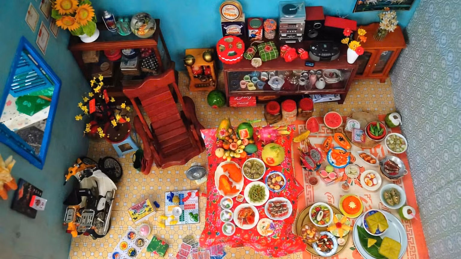 Không gian Tết bằng đất sét do Phạm Thùy Thanh Thảo sáng tạo. Không gian Tết bằng đất sét do Phạm Thùy Thanh Thảo sáng tạo.