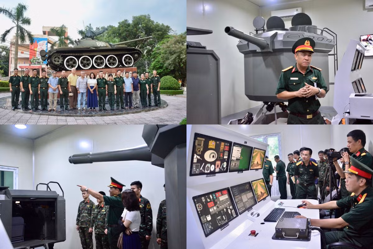 Một số hình ảnh trong hoạt động tham quan, thâm nhập thực tế của đoàn tác giả tại Trường Sĩ quan Tăng-Thiết giáp.