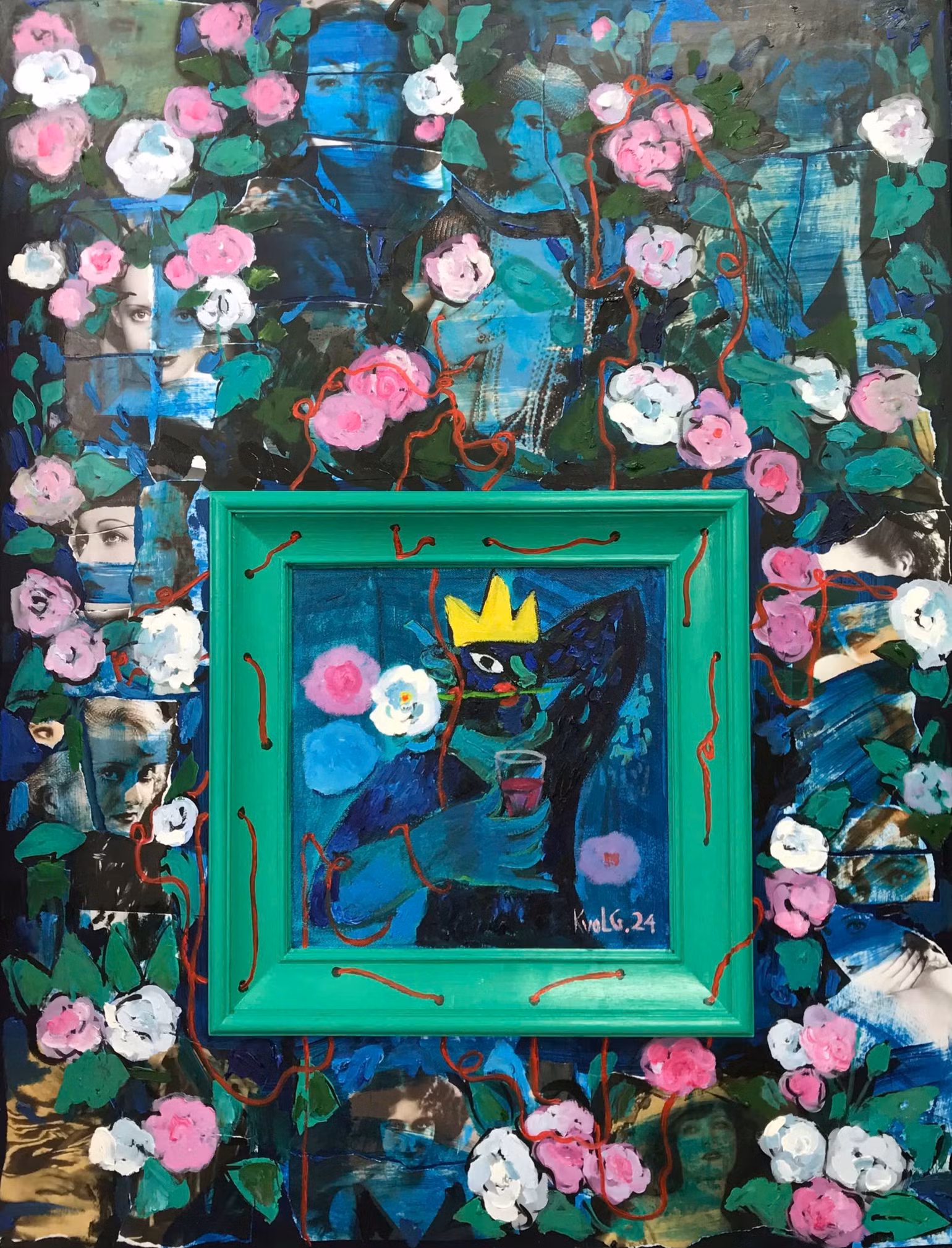"Dưới bóng phù dung", kích thước 132x99cm, chất liệu sơn dầu.