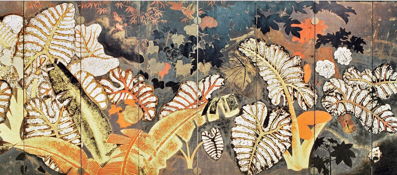 Phong cảnh (1939,155,5x400cm), một mặt của tác phẩm sơn mài ở dạng bình phong (hai mặt là hai bức tranh) của họa sĩ Nguyễn Gia Trí - Bảo vật quốc gia hiện trưng bày tại Bảo tàng Mỹ thuật Việt Nam. Bức tranh này bị một họa sĩ tên tuổi sao chép, hiện bày tại một khu nghỉ dưỡng cao cấp trên địa bàn TP Hà Nội. Ảnh | Bảo tàng Mỹ thuật Việt Nam