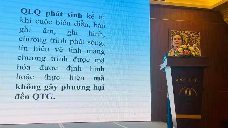 Phó Cục trưởng Cục Bản quyền tác giả Phạm Thị Kim Oanh phát biểu. Phó Cục trưởng Cục Bản quyền tác giả Phạm Thị Kim Oanh phát biểu.
