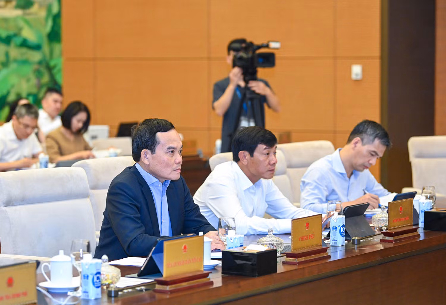 Phó Thủ tướng Chính phủ Trần Lưu Quang và các đại biểu dự phiên họp.