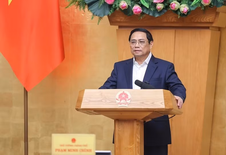Thủ tướng Phạm Minh Chính phát biểu tại phiên họp. (Ảnh: Trần Hải)