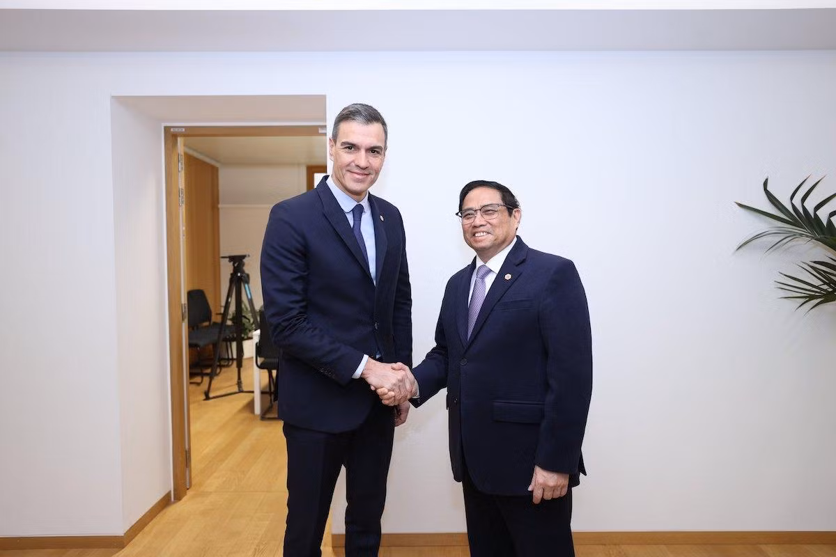 Thủ tướng Phạm Minh Chính và Thủ tướng Tây Ban Nha Pedro Sánchez Castejón. (Ảnh: DƯƠNG GIANG/TTXVN) Thủ tướng Phạm Minh Chính và Thủ tướng Tây Ban Nha Pedro Sánchez Castejón. (Ảnh: DƯƠNG GIANG/TTXVN)