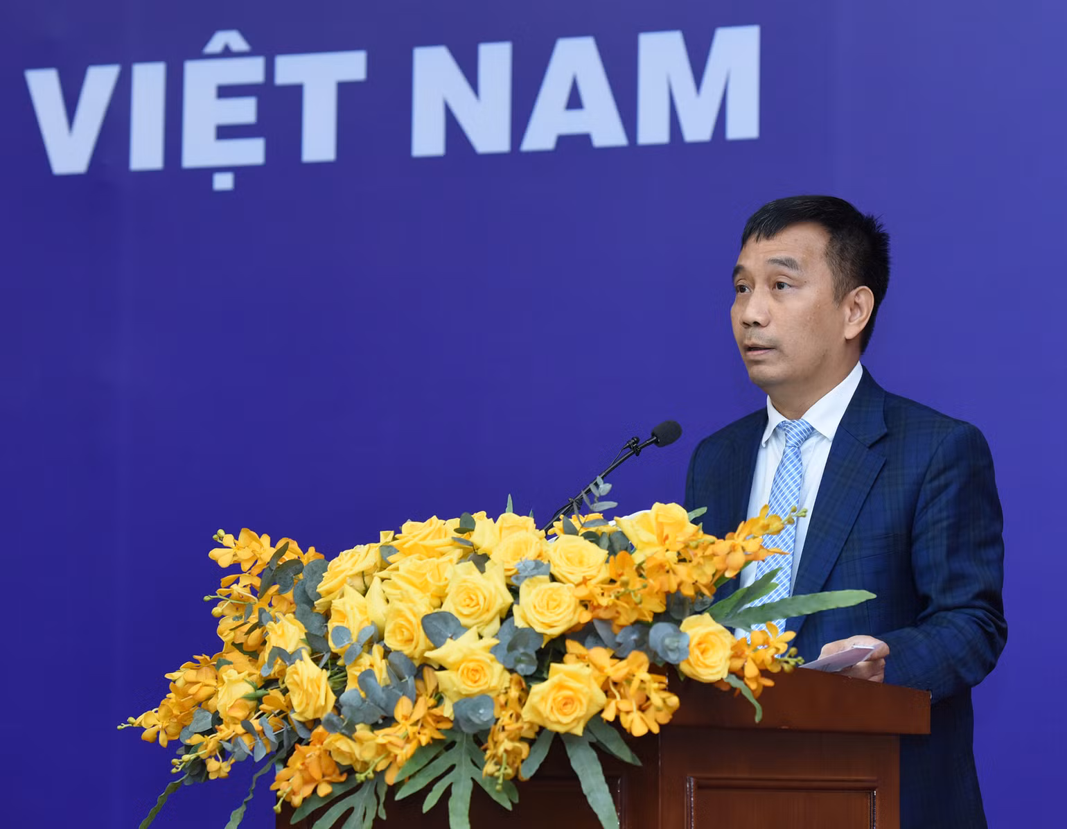 Chủ tịch Hội đồng thành viên EVNNPT Nguyễn Tuấn Tùng phát biểu.